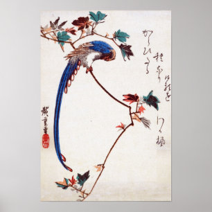 Affiches Pie bleue sur la branche d'érable par Hiroshige