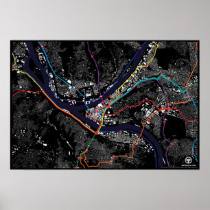 Affiches Pièce de la silhouette de Pittsburgh Light Rail