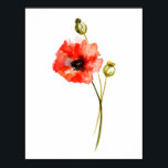 Affiches Pièce murale de l'aquarelle des pavots rouges<br><div class="desc">Décor de fleurs minimaliste,  idée cadeau de douche pour bébé fille,  décor de salon,  aquarelle</div>