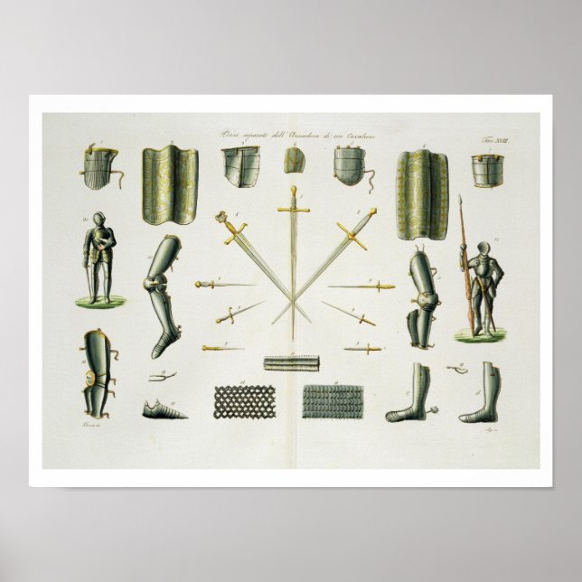 Affiches Pièces séparées de l'armure d'un chevalier, assiet (Devant)