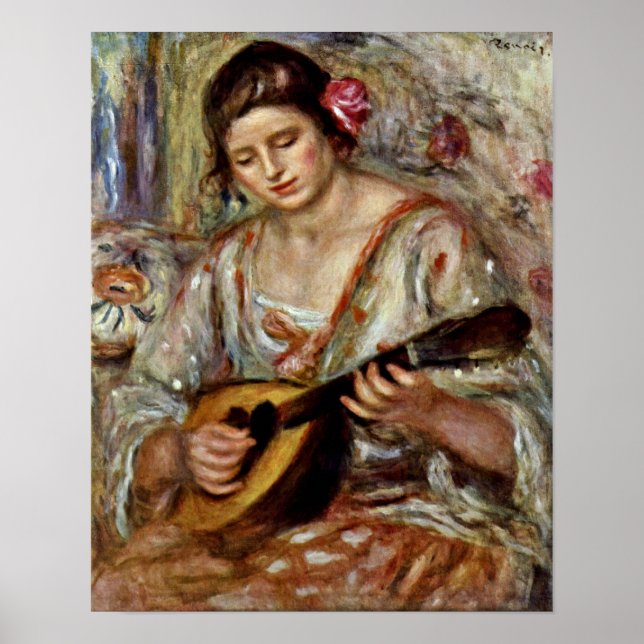 Affiches Pierre-Auguste Renoir - Fille avec une mandoline (Devant)