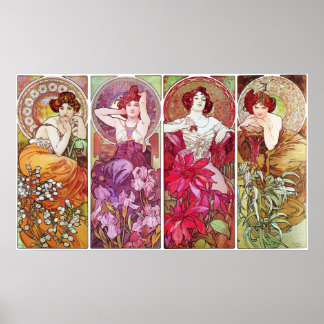 Affiches Pierres et fleurs précieuses, Alphonse Mucha