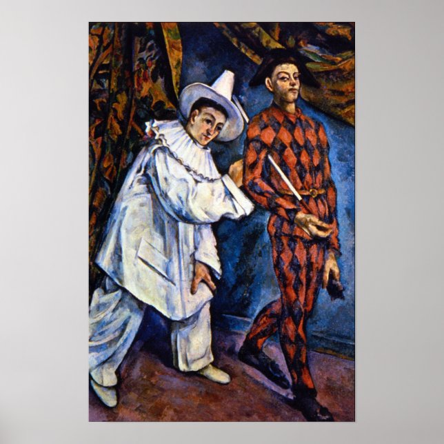 Affiches Pierrot et Arlequin, Mardi Gras par Paul Cezanne (Devant)