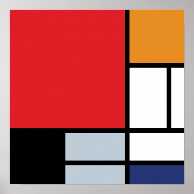 Affiches Piet Mondrian - Composition avec un grand plan rou (Devant)