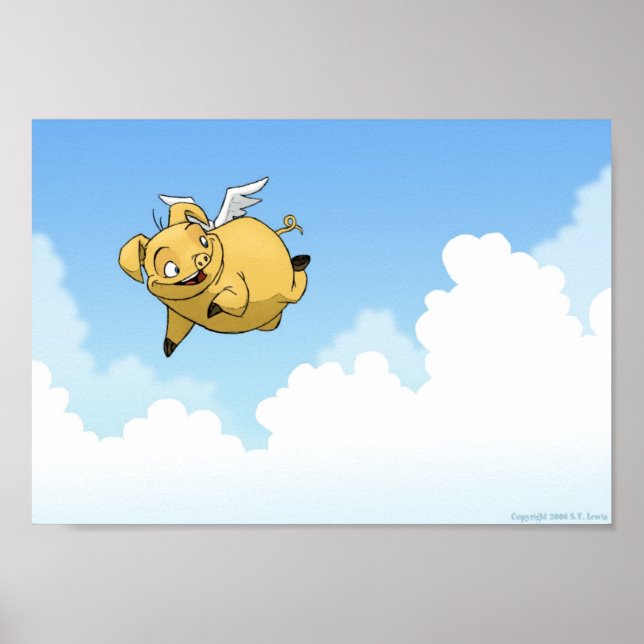 Affiches Pig volant dans les nuages (Devant)