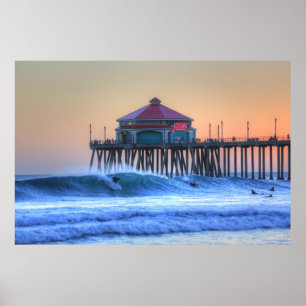 Affiches Pilier de Huntington Beach de vents de reflux