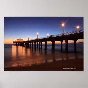 Affiches Pilier de Manhattan Beach au coucher du soleil, la