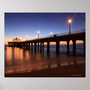 Affiches Pilier de Manhattan Beach au coucher du soleil, la