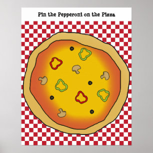 Affiches Pin the Pepperoni on the Pizza Game