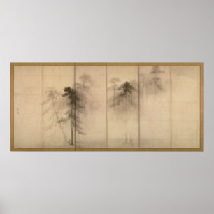Affiches Pine Trees gauche écran par Hasegawa Tohaku