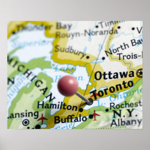 Affiches Pingle de carte placée à Toronto, Canada sur la ca