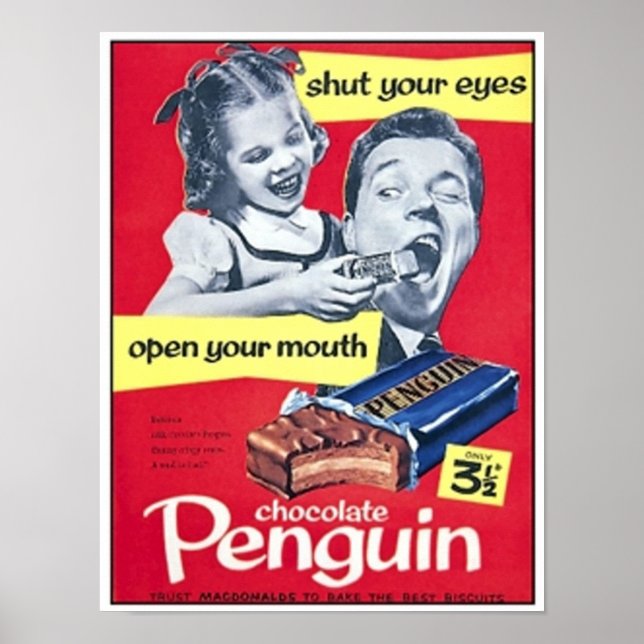 Affiches Pingouin au chocolat Annonce vintage (Devant)