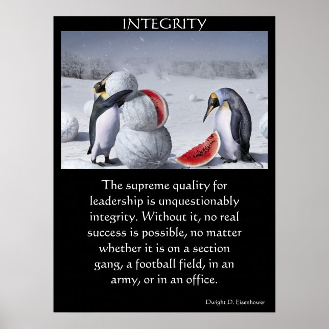 Affiches Pingouins INTEGRITY construire un bonhomme de neig (Devant)