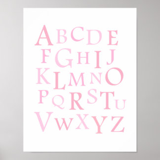 Affiches Pink ABC Nursery Typographie Imprimer