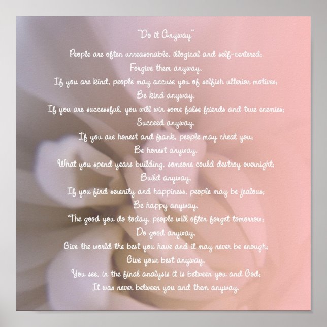 Affiches Pink Floral Do It Anyway (Devant)