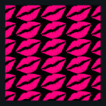 Affiches Pink lipstick kiss pop art pink and black<br><div class="desc">A pop art design of hot pink lipstick against a customisable black background. This cute pop art  pattern design is modern and fashionable in a pop punk design. Suitable for a teen girl's room or any lover of pop art.</div>