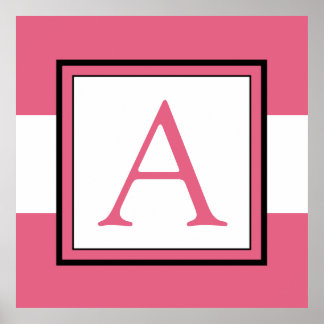 Affiches Pink Monogram Initial Girl's Room Decor