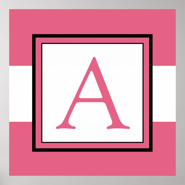 Affiches Pink Monogram Initial Girl's Room Decor (Devant)