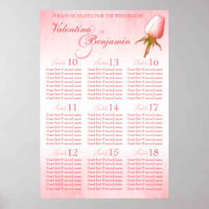 Affiches Pink Rose Custom Wedding Seating Table Plan 10-18