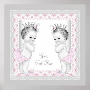 Affiches Pink Vintage Twin Baby Girl Princess