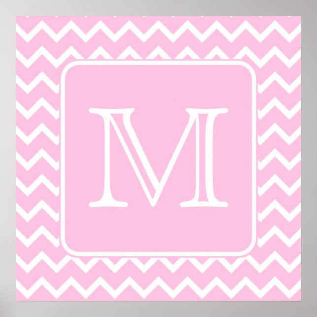 Affiches Pink Zigzag, Custom Monogram. (Devant)