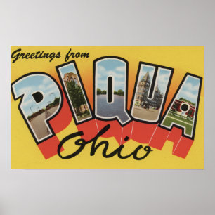 Affiches Piqua, lettre ScenesPiqua, OH d'OhioLarge