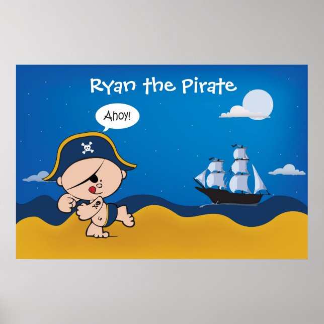Affiches Pirate avec décor de bateau pour une chambre d'enf (Devant)