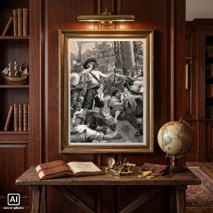 Affiches Pirates Vintage buvant et se battant sur le navire