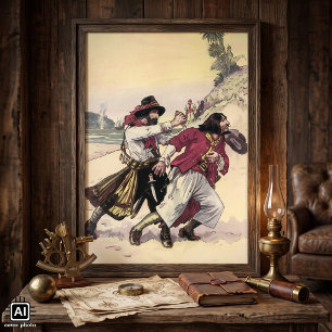 Affiches Pirates Vintage, Duel jusqu'à la mort sur la plage