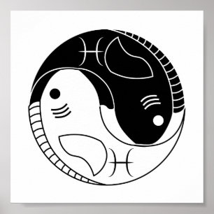 Affiches pisces yin yang poisson astrologie zodiaque symbol