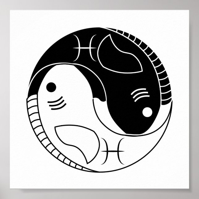 Affiches pisces yin yang poisson astrologie zodiaque symbol (Devant)