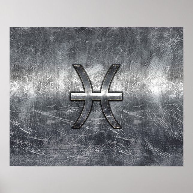 Affiches Pisces Zodiac Connexion Gruning acier style print (Devant)