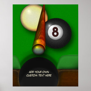 Affiches Piscine et billards de huit boules personnalisés