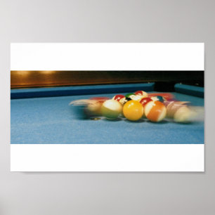 Affiches Piscine/Tableau de Biliiards, boules, ques --