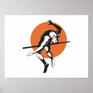 Affiches Piste et terrain Saut de l'athlète haut