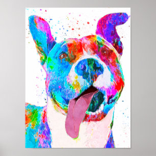 Affiches Pit Bull Terrier Coloré Pop Art
