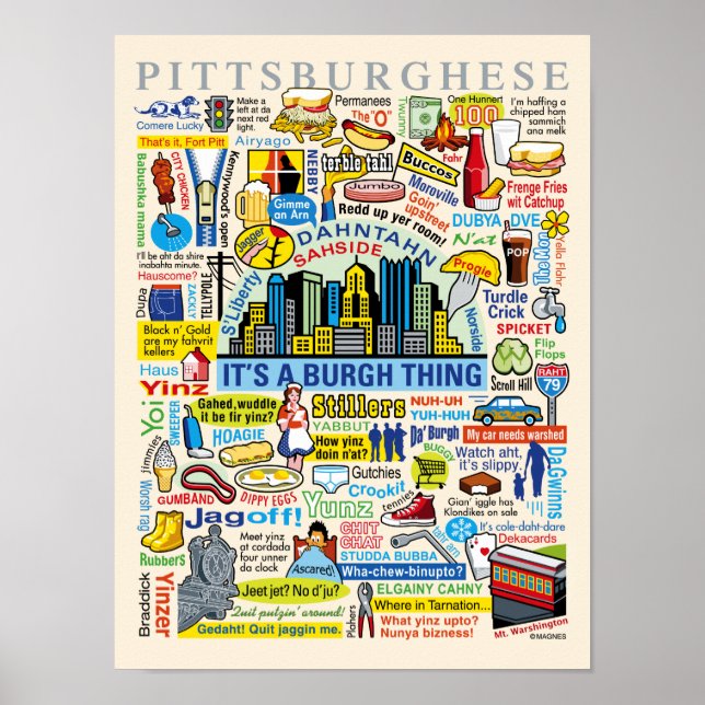 Affiches Pittsburgh Language Fun Pittsburghese (Devant)
