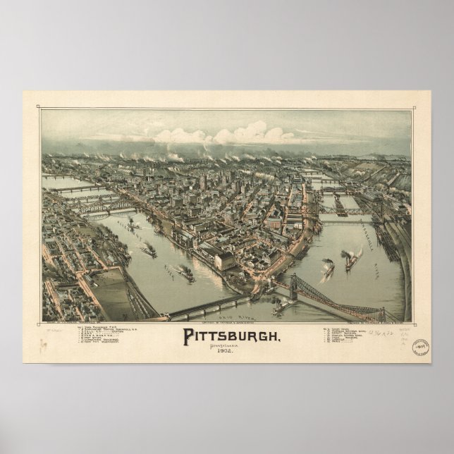 Affiches Pittsburgh Pennsylvanie 1902 Carte panoramique ant (Devant)