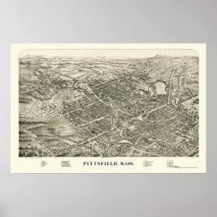 Affiches Pittsfield, carte panoramique de mA - 1899