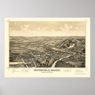 Affiches Pittsfield, ME Carte panoramique - 1889