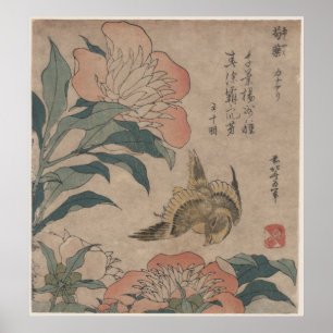 Affiches Pivoine et canari par Katsushika Hokusai
