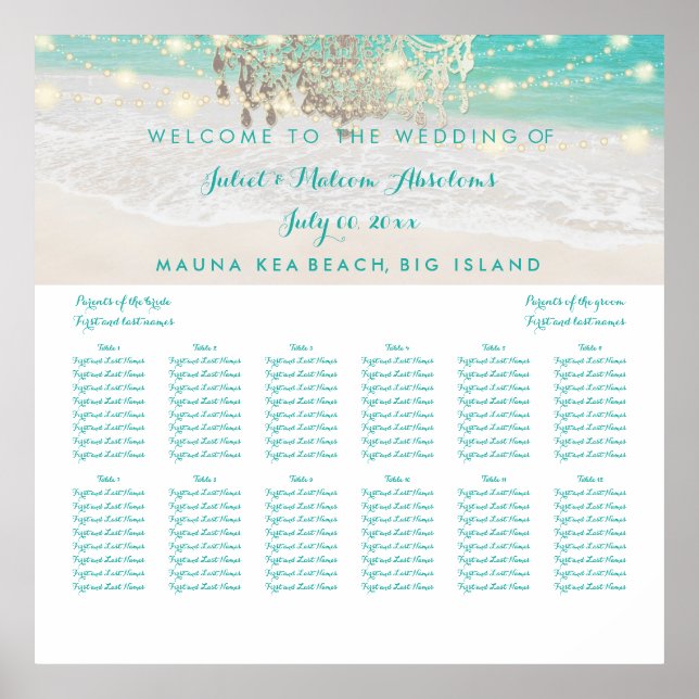 Affiches PixDezines beach/chadeliers/seating chart (Devant)