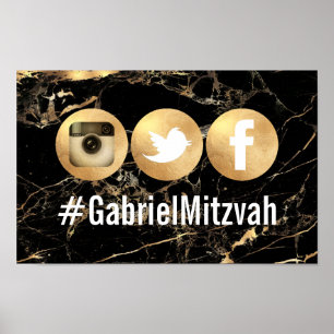 Affiches PixDezines Marbre + Faux Or Hashtag pour les Média
