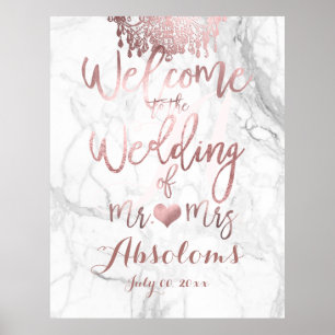 Affiches PixDezines Marbre/Rose Gold Chandelier/Réception