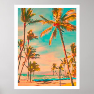 Affiches PixDezines Plage Hawaïenne Vintage