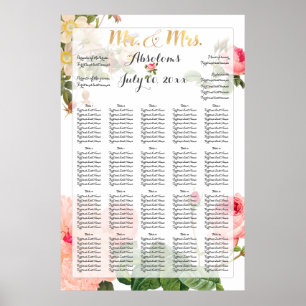 Affiches PixDezines Vintage Roses Seating Chart