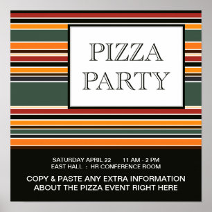 Affiches pizza party stripes