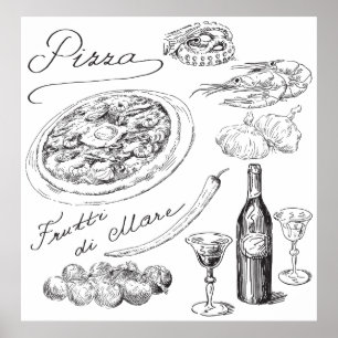 Affiches Pizza Sketch