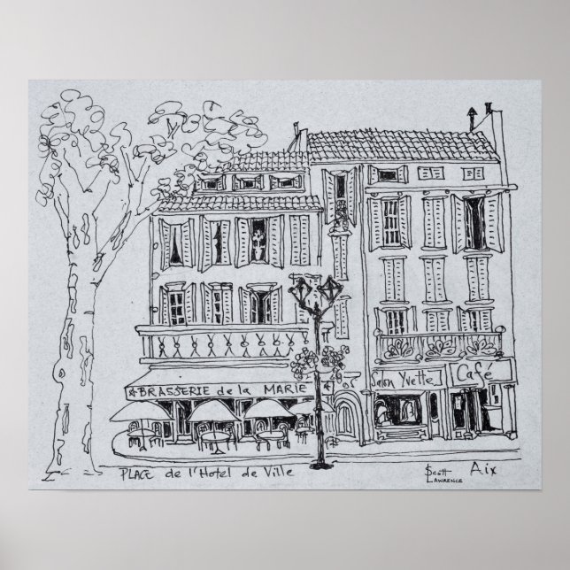 Affiches Place de L'Hotel de Ville | Aix et Provence (Devant)