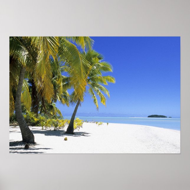 Affiches Plage bordée de palmiers Cook Islands 3 (Devant)